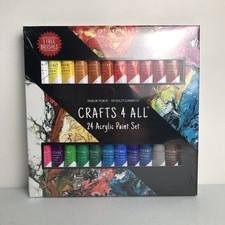 Crafts 4 All - 24 Premium Pigment Acrylic Paint Set, 24 x 12ml/0.4 fl oz  Brush