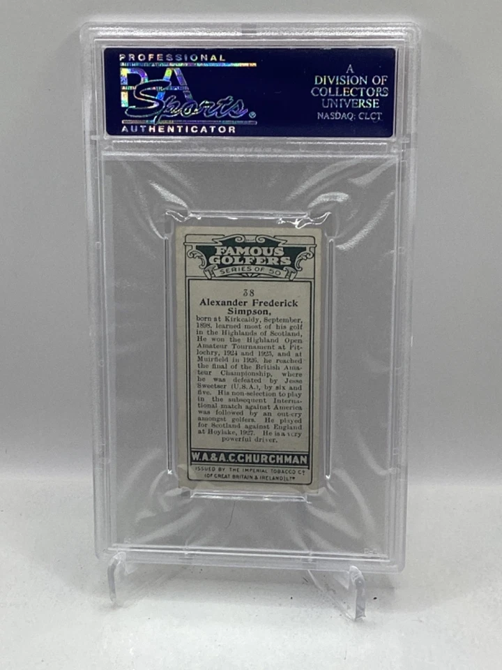 1927 Churchman Famous Golfers Small #38 Alexander Simpson PSA 6 - Image 2 of 2