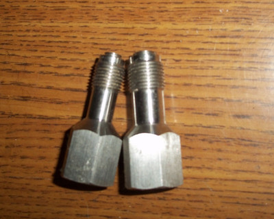 custom made 3/8'' longer Stainless steel TBI fuel fittings with O.E.M. line ends