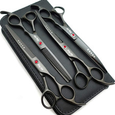 7.0In Titanium Professional Dog Grooming Scissors Set,Straight  Thinning  Curv