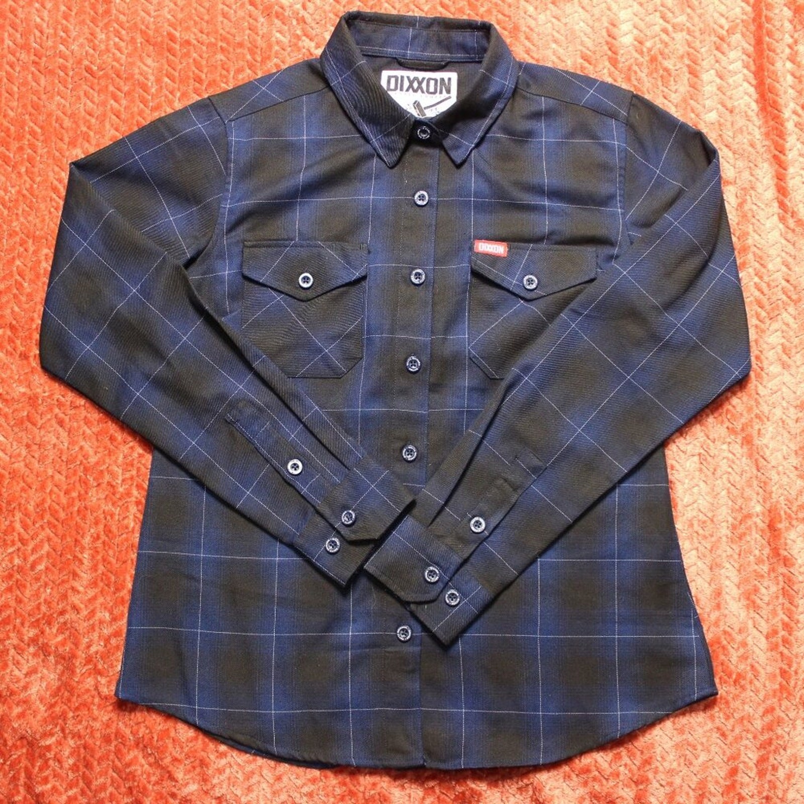 Dixxon Flannel The Purpose Shirt Women's Medium Blue Black Button Up Plaid