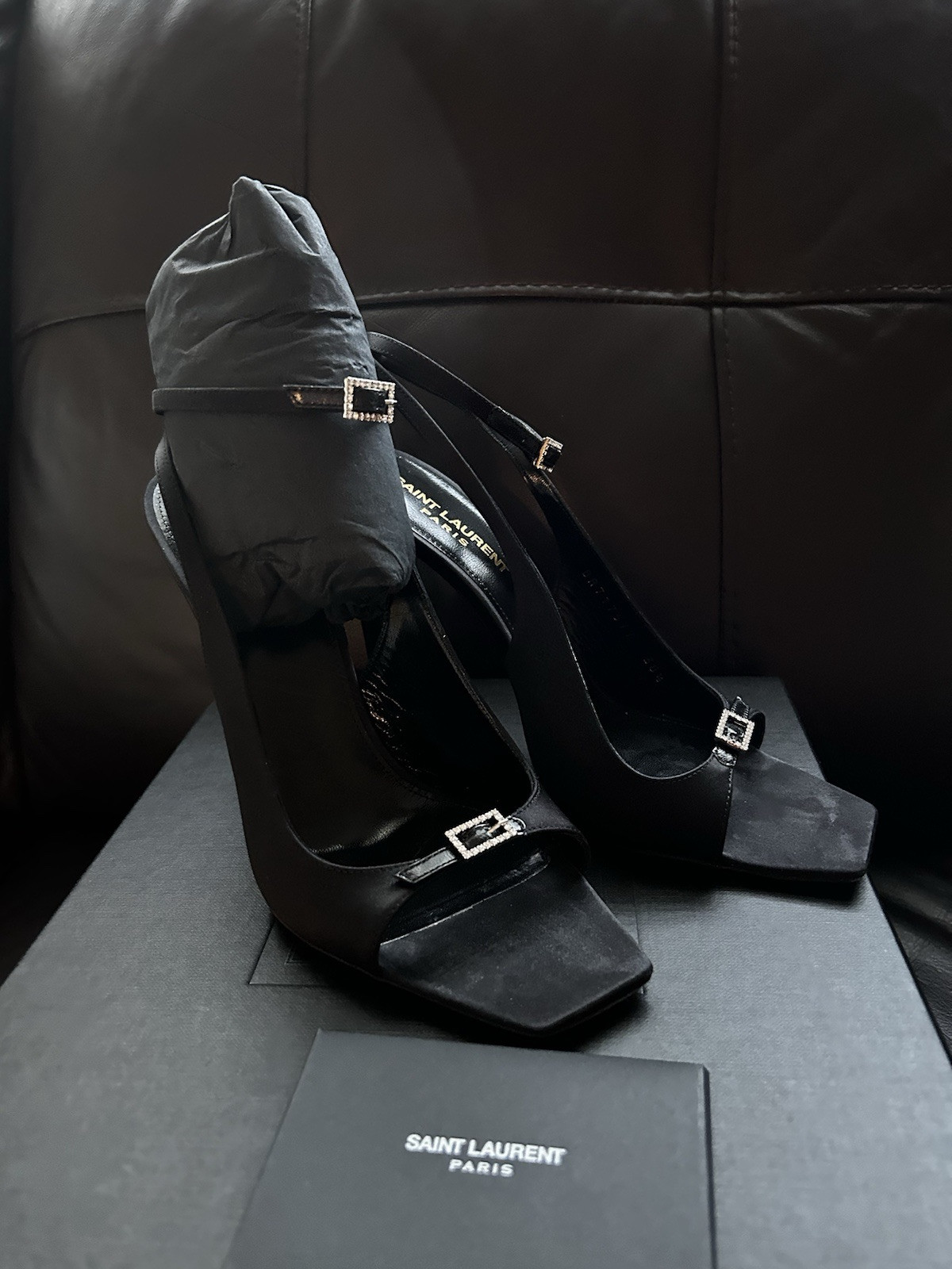 Scarpe Saint Laurent stiletto raso nero 38 5