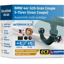 ANHÄNGERKUPPLUNG für BMW 4er G26 Gran Coupe ab 21 abnehmbar WESTFALIA +7p E-Satz