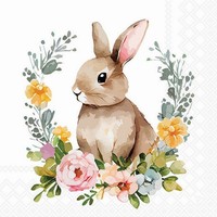 20 Servietten Cute Easter Rabbit Hase Blumenkranz Ostern Garten Natur 33X33Cm