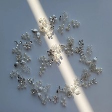 Pearl Bridal Headband Women's Rhinestone Flower Leaf Wedding Hair Headpiece