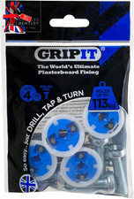Blue Heavy-Duty Plasterboard Fixings - Reusable Drywall Fixings - Pack of 4 - Ho