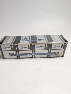 AT&T 3.5'' Floppy Disks Diskettes 100 Pack 2HD DS/HD IBM Formatted Sealed Box
