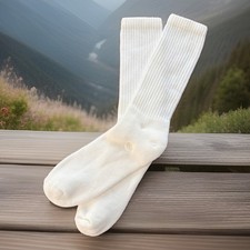 True Vintage Crew Socks 9-11 17" White NOS USA Made Acrylic Blend 90s 80s