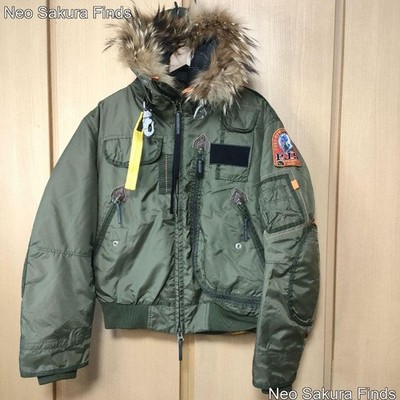 PARAJUMPERS GOBI Khaki Size M Fur Trim 2-Way Down Parka