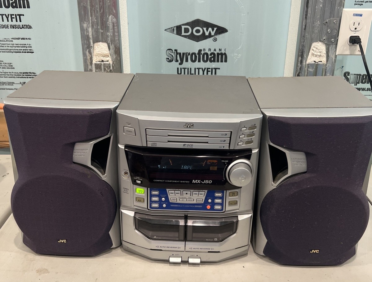JVC MX-J50 Rolling Front Panel Stereo Boombox Turns On Cd/Cassette