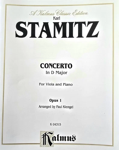 Stamitz Concerto in D Major Opus 1 for Viola and Piano