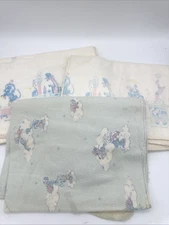3 Vintage Comfort Flannel Baby Receiving Blanket Bird Lamb 30x40