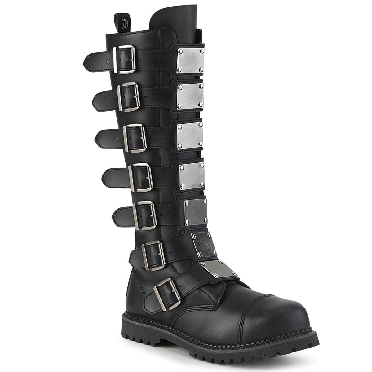Black Leather Goth Buckle Combat Steel Toe Knee High Burning Man