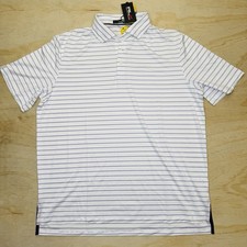 NEW RLX Ralph Lauren Performance Golf White Purple Stripe Polo Shirt Sz LG