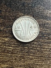1948 Australia 3 Three Pence Silver Rare Date Beautiful Actual Coin TC291*