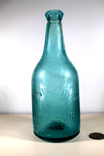 Antique Bottle-Pre Civil War Pontiled Porter/Soda-A NICHOLSON/PITTSBURG/AN-Aqua