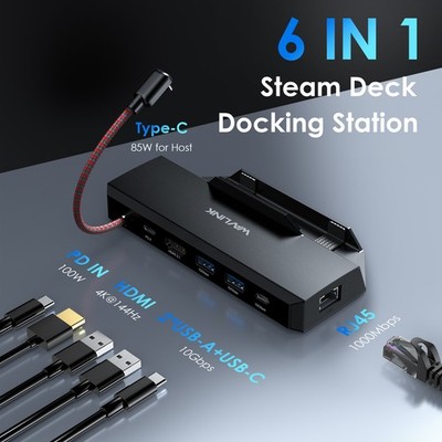 JSAUX Steam Deck ROG Ally 6-IN-1 Docking Station Dock Stand HDMI 2.0 4K