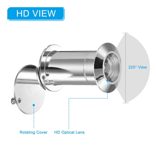 Visionneuse de porte 15/16" peephole 220° visionneuse de porte avec couvercle argent - Photo 3/7