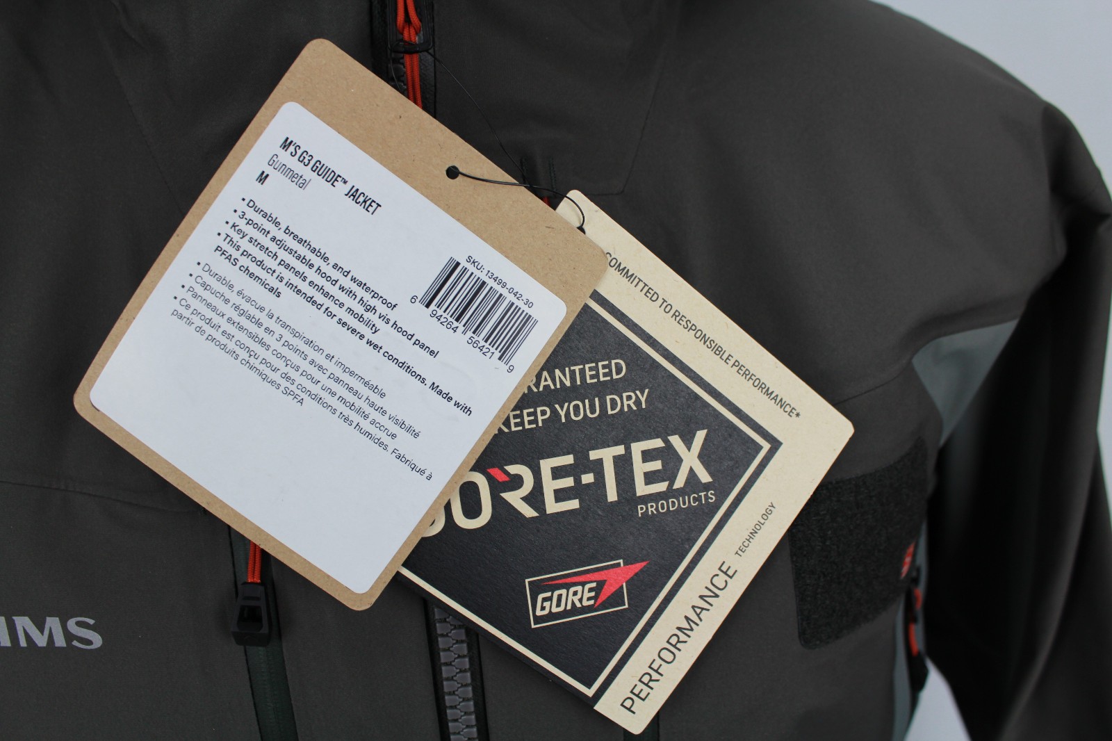 NEW W/TAGS! SIMMS G3 MEN'S MED. GUIDE WADING FISHING WATERPROOF GORE-TEXT JACKET