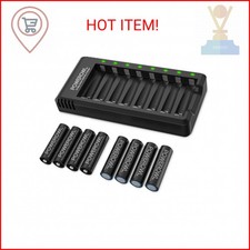 POWEROWL Rechargeable AA Batteries with Charger, 8 Pack of 2800mAh High Capacity