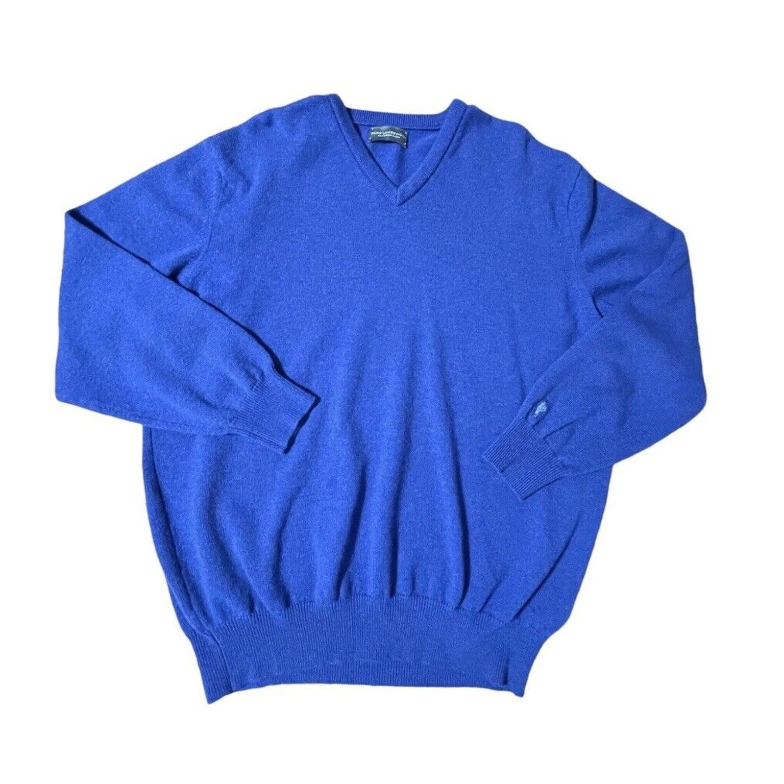 Hawick 100% Pure Lambswool V-Neck Knit Sweater Jumper Scotland Blue XXL Men