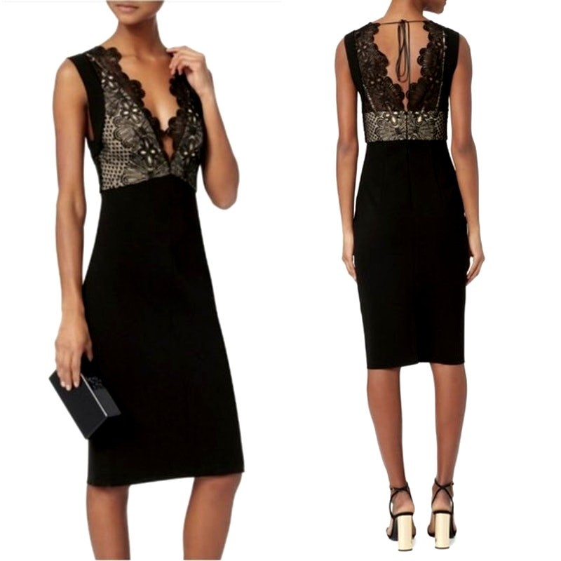 Lover the label Black Lace Dress US 4 Sheath Cutout Lace Cocktail Evening  Formal