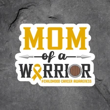 Childhood cancer awareness sticker vinyl decal mom of a warrior gold ribbon