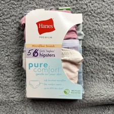 Hanes Hipsters Girls Size 12 Multicolor 5 Pack Microfiber Tagless Underwear
