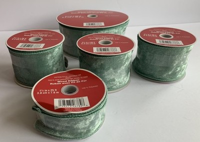 CELEBRATE IT Seafoam Green Velvet Wire Edge JUMBO Ribbon Total 145 Feet ( Read )