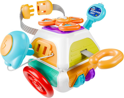 Iplay, Ilearn 10 in 1 Baby Busy Board Cube, Montessori Sensory Toy Toddler 1-3, 