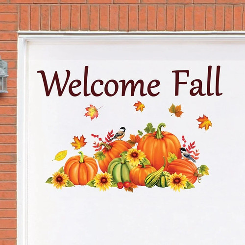 " Welcome Automne " de Fête & Coloré Potiron Thanksgiving Porte Garage Coque