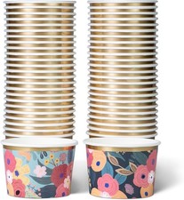 Disposable Paper Ice Cream Cups and Soup Bowls, 50-Count 9-oz, Sunlit Meadow &