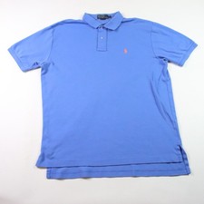 Polo Ralph Lauren Polo Shirt Men L Blue Short Sleeve Soft Cotton Orange Pony