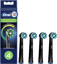 Oral-B Cross Action Replacement Brush Heads Pack of 4, Black