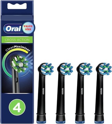 Oral-B Cross Action Replacement Brush Heads Pack of 4, Black