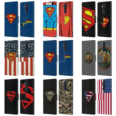 OFFICIAL SUPERMAN DC COMICS LOGOS LEATHER BOOK WALLET CASE FOR NOKIA PHONES