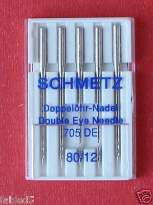 Schmetz Double Eye 80/12 sewing machine needles pkt of 5