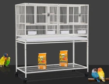 Center Divider Stackable Breeding Nest Bird Rolling Stand Cage Finches Parakeet