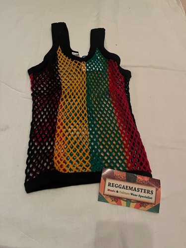 CHILD KIDS RASTA RED YELLOW GREEN & BLACK BINDING STRING/MESH VEST ROOTS CULTURE