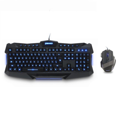 Plixio Backlit LED Light Up Wired Gaming Keyboard & USB Mouse Set - 3 Colors PC - Afbeelding 1 van 9