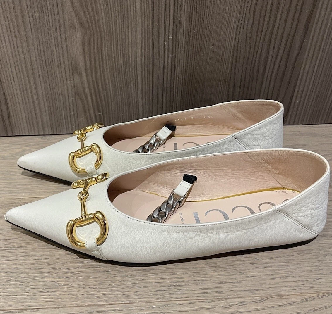 Chaînes plates en cuir blanc GUCCI 37