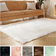 Faux Sheepskin Fur Area Rug Fluffy Shag Rug for Living Room, Bedrooms