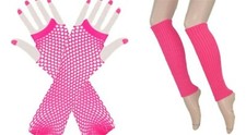 Women Girl 70' 80' Net Fishnet Mesh Wrist Arm Dance disco Party Gloves socks