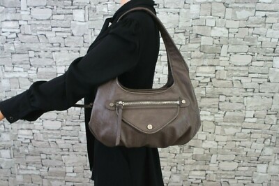 VERA WANG DAMEN LEDER OPTIK FREIZEIT HAND SCHULTER TASCHE GRAU TAUPE 