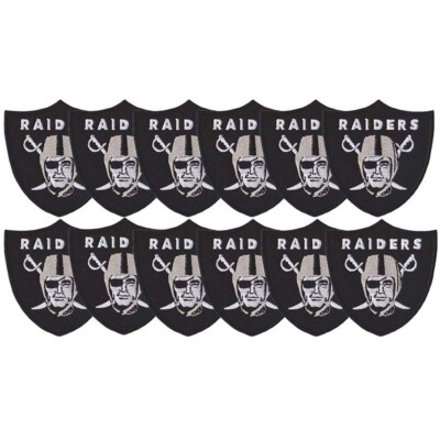 10 pcs Raiders Shield Black Logo Size 3.0" x 3.0" Sew Iron Embroidered ...