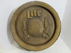 Miller Lite A FINE PILSNER BEER Barrel End Round Sign 18" x 61/4" Deep Vintage