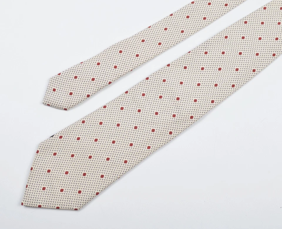 KITON NAPOLI Ivory/Red/Blue Flower Geometic Silk Tie 60.2"x4" Made in Italy Foto 4 de 4