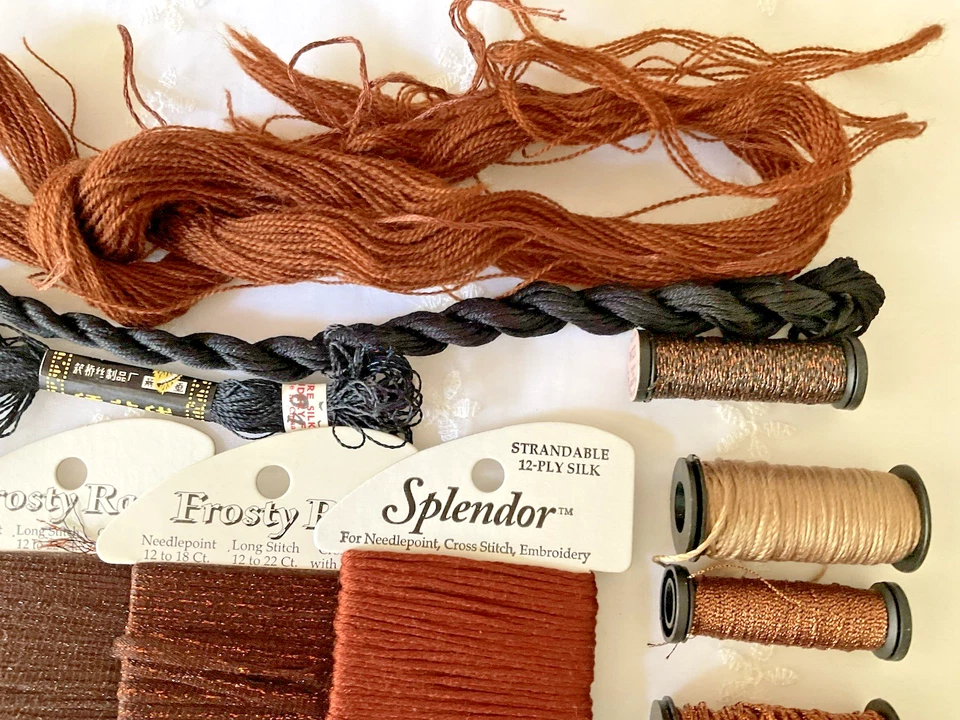 Needlepoint Embroidery Thread Lot of 10 Browns and Black Some Partially Used - Image 4 of 4