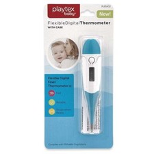 New Playtex Baby Flexible Digital Thermometer w/ Case Fever Fast Reliable Blue