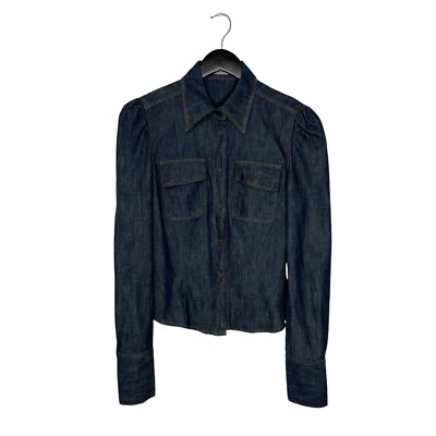 Vintage Miu Miu F/W 2001 Denim Chambre Snap Shirt Blouse Size 42